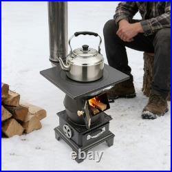 Indoor Wood-Burning Heating Stove, Camping Stove, Cast Iron Heating Stove with Pipe