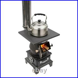 Indoor Wood-Burning Heating Stove, Camping Stove, Cast Iron Heating Stove with Pipe