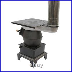 Indoor Wood-Burning Heating Stove, Camping Stove, Cast Iron Heating Stove with Pipe