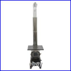 Indoor Wood-Burning Heating Stove, Camping Stove, Cast Iron Heating Stove with Pipe