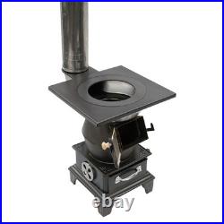 Indoor Wood-Burning Heating Stove, Camping Stove, Cast Iron Heating Stove with Pipe