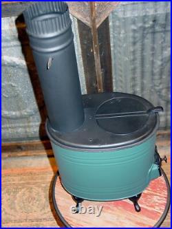 Jemco Antique Salesman Sample Heating Stove Tin Cast Iron + Stovepipe & Damper