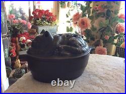 John Wright Black Cat Cast Iron Wood Stove Top Steamer Humidifier Rare John Wright Black Cat Cast Iron Wood Stove Top Steamer Humidifier Rare