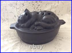 John Wright Black Cat Cast Iron Wood Stove Top Steamer Humidifier Rare John Wright Black Cat Cast Iron Wood Stove Top Steamer Humidifier Rare