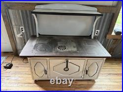 Kalamazoo Antique Wood Burning Cooking Stove Cast Iron Enamel White Baking Oven