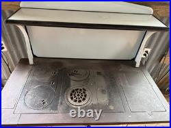 Kalamazoo Antique Wood Burning Cooking Stove Cast Iron Enamel White Baking Oven
