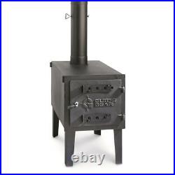 LARGE Wood Burning Stove Outdoor Camping Cast Iron Steel Fire-Box Heat