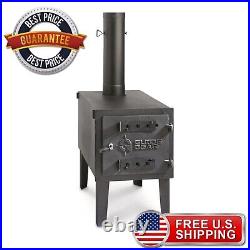 LARGE Wood Burning Stove Outdoor Camping Cast Iron Steel Fire-Box Heat Cabin