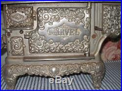 LARGE c. 1900 MARVEL RANGE Cast Iron Toy Stove, Kenton, Nickel-Plated Antique