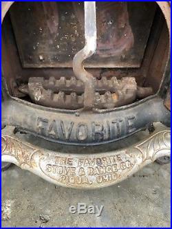 Large Antique Favorite Cast Iron Parlor Stove & Range Piqua Ohio Model # 21