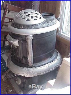 Late 1800's Victorian Pot Belly Cast Iron WOOD Stove #22 ManCave Parlor Potbelly