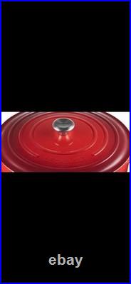 LeCreusetNEW13.25QtSignature Round French Dutch Oven Cerise, Red Color