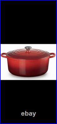 LeCreusetNEW13.25QtSignature Round French Dutch Oven Cerise, Red Color