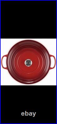 LeCreusetNEW13.25QtSignature Round French Dutch Oven Cerise, Red Color