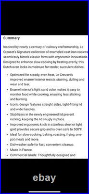 LeCreuset NEW5.5QtSignature Round Dutch Oven, Ocean Blue. FreeShipping