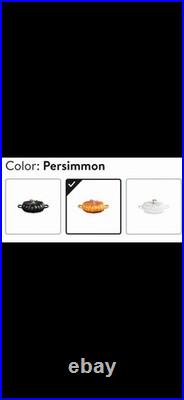 LeCreuset NEWEnameledCastIronPumpkinBraiserPersimmonColor2.6Qt