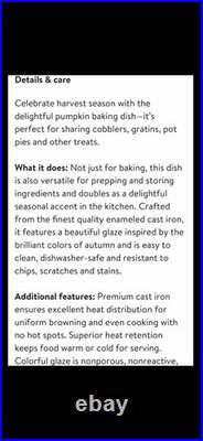 LeCreuset NEWEnameledCastIronPumpkinBraiserPersimmonColor2.6Qt