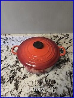 Le Creuset #24 Red Enameled Cast Iron Dutch Oven 4.5 Quarts With Lid