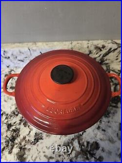 Le Creuset #24 Red Enameled Cast Iron Dutch Oven 4.5 Quarts With Lid