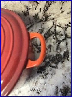 Le Creuset #24 Red Enameled Cast Iron Dutch Oven 4.5 Quarts With Lid