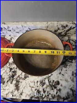 Le Creuset #24 Red Enameled Cast Iron Dutch Oven 4.5 Quarts With Lid