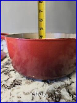Le Creuset #24 Red Enameled Cast Iron Dutch Oven 4.5 Quarts With Lid