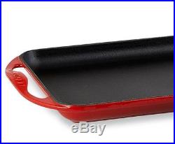 Le Creuset Cast Iron Griddle Enameled Rectangular Skinny Red Stove Oven Broiler