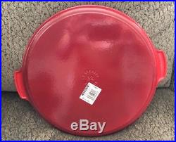 Le Creuset Cerise Cast Iron 12inch Pizza grill-pan-oven-stove/table New