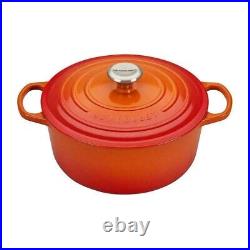 Le Creuset Enameled Cast Iron 7.25 Qt Signature Flame Dutch Oven Nice Color