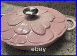 Le Creuset Enameled Cast Iron Petal Braiser, 2 1/4-Qt, New, Shell Pink Color Le Creuset Enameled Cast Iron Petal Braiser, 2 1/4-Qt, New, Shell Pink Color