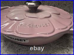 Le Creuset Enameled Cast Iron Petal Braiser, 2 1/4-Qt, New, Shell Pink Color Le Creuset Enameled Cast Iron Petal Braiser, 2 1/4-Qt, New, Shell Pink Color