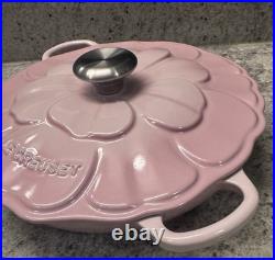 Le Creuset Enameled Cast Iron Petal Braiser, 2 1/4-Qt, New, Shell Pink Color Le Creuset Enameled Cast Iron Petal Braiser, 2 1/4-Qt, New, Shell Pink Color