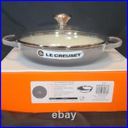 Le Creuset Enameled Cast Iron Signature Round Braiser with Glass Lid, 2.25 Flint