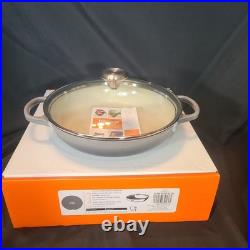 Le Creuset Enameled Cast Iron Signature Round Braiser with Glass Lid, 2.25 Flint