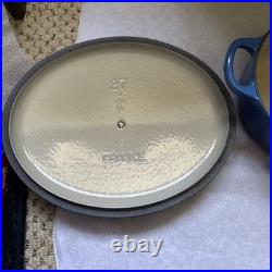 Le Creuset France Oval Dutch Oven #27 Blue Cast Iron 4.5Qt withLid Le Creuset France Oval Dutch Oven #27 Blue Cast Iron 4.5Qt withLid