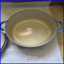 Le Creuset France Oval Dutch Oven #27 Blue Cast Iron 4.5Qt withLid Le Creuset France Oval Dutch Oven #27 Blue Cast Iron 4.5Qt withLid