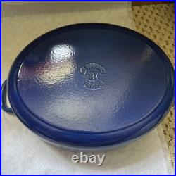 Le Creuset France Oval Dutch Oven #27 Blue Cast Iron 4.5Qt withLid Le Creuset France Oval Dutch Oven #27 Blue Cast Iron 4.5Qt withLid