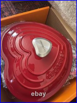 Le Creuset Heart shallow cocotte cast iron 1qt French oven Cherry Red Cerise New