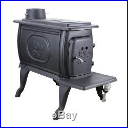 Logwood Cast Iron Stove EPA Certified 900 Sq. Ft. Safety Handle Stays Cool