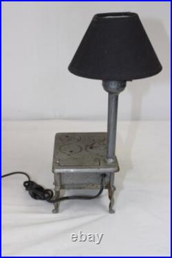 Lot (2) Stern Industries Cast Iron Oven/Stove Miniature Lamps withShades vtg mini