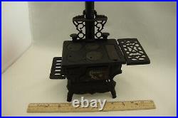 Lot Of 2 Antique Crescent Cast Iron Toy Wood Cook Stove withAcc Salesman Sample