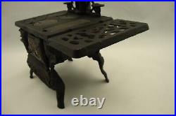 Lot Of 2 Antique Crescent Cast Iron Toy Wood Cook Stove withAcc Salesman Sample