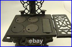Lot Of 2 Antique Crescent Cast Iron Toy Wood Cook Stove withAcc Salesman Sample