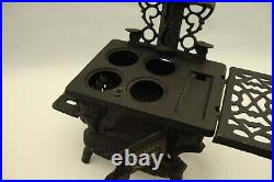 Lot Of 2 Antique Crescent Cast Iron Toy Wood Cook Stove withAcc Salesman Sample