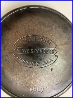 Martin Stove And Range Co. #8 Cast Iron Skillet Florence Alabama Hamburger Logo