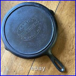 Martin Stove & Range #8 Cast Iron Skillet Hamburger Logo with Heat Ring Seasoned