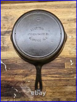 Martin Stove & Range Co Early Block Logo No 8 Cast Iron Skillet Heat Ring Notch Martin Stove & Range Co Early Block Logo No 8 Cast Iron Skillet Heat Ring Notch