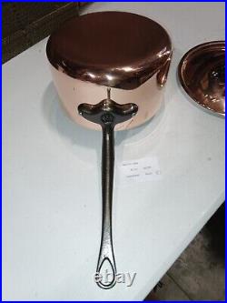 Mauviel M'150CI 1.5mm Copper Sauce Pan With Lid & Cast Iron Handle, 3.4-Qt