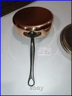 Mauviel M'150CI 1.5mm Copper Saute Pan With Lid & Cast Iron Handle, 1.8-Qt