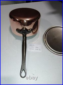 Mauviel M'200 CI 2mm Copper Sauce Pan With Lid & Cast Iron Handles, 1.8-Qt
